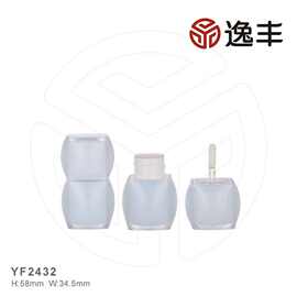 新款圆润鼓面方形双层半透明唇彩空管唇釉管唇蜜管彩妆包材逸丰