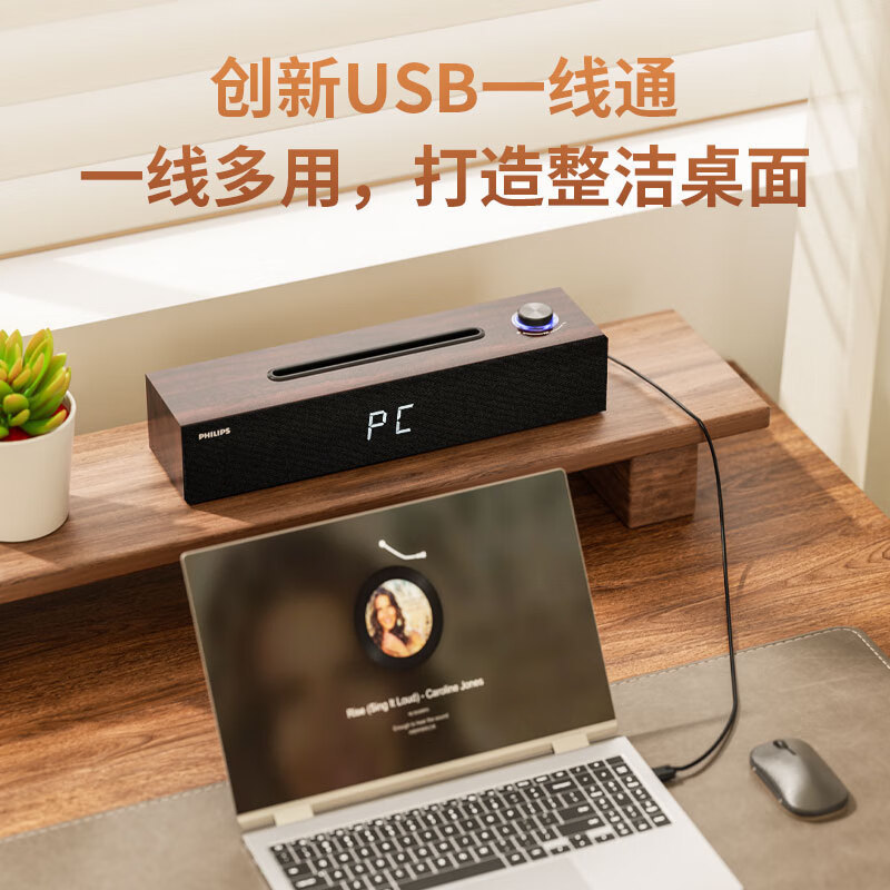 フィリップスのコンピュータの音響の木製のbluetoothのスピーカーのSPA3809デスクトップのusbノートのデスクトップのマルチメディア|undefined