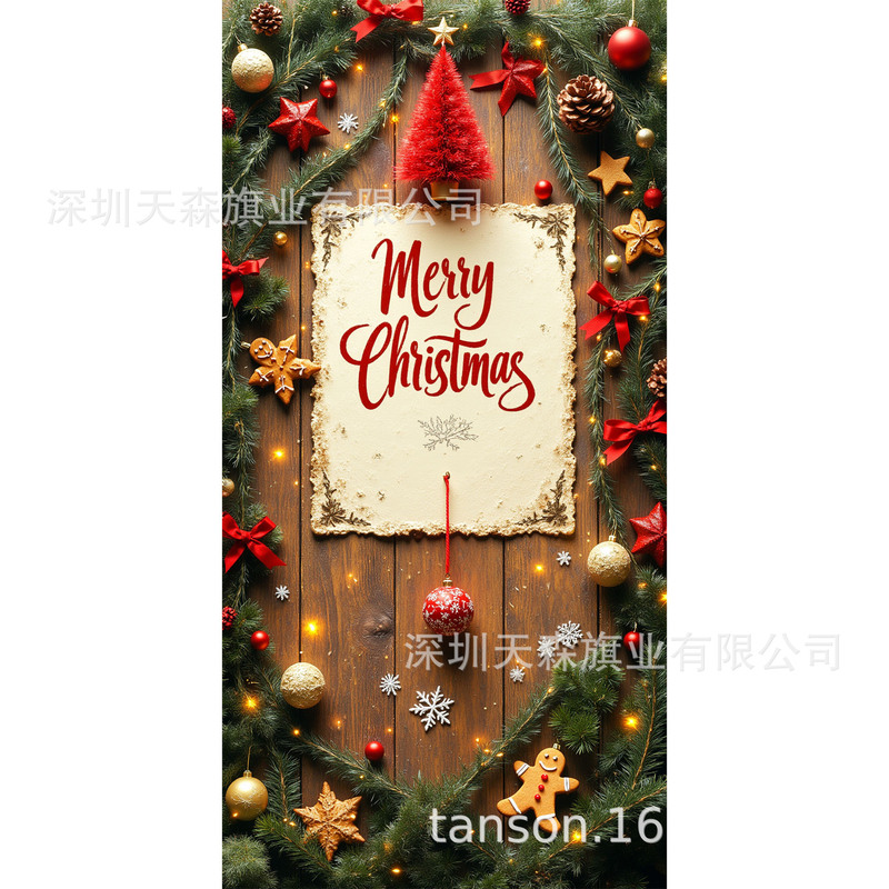 圣诞节门盖冬季雪人节日门套欧美跨境派对布置背景布新款门盖|undefined