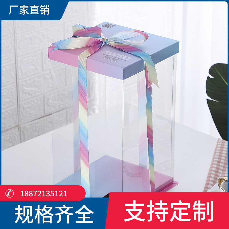 批发透明蛋糕盒生日烘焙包装手提鲜花盒玩具积木暴力熊特高篮球盒