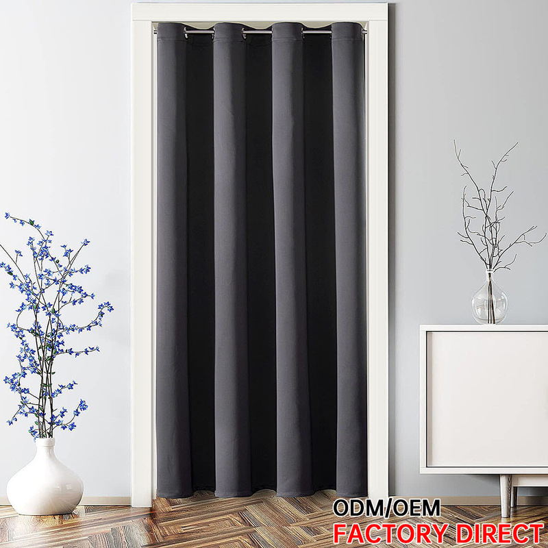 Amazon cross-border solid-color door curtains, bedroom partition curtains, blackout curtains, perforated wardrobe curtains, and no-drill sliding curtains
