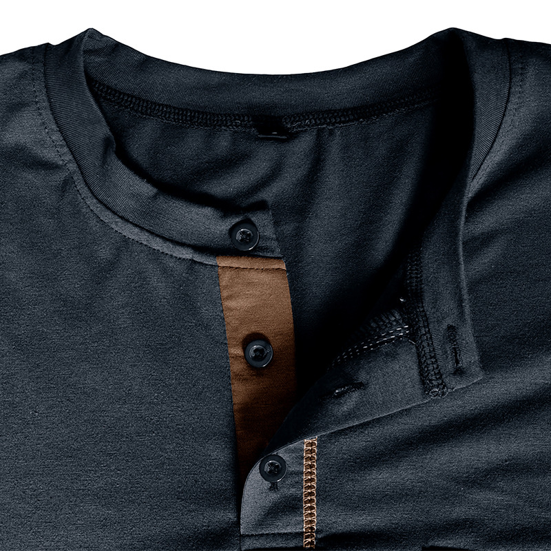 217g Weight Long Sleeve Sleeve Length Half Placket Placket Type Regular Sleeve Sleeve Type Cotton Blend Fabric Type Regular Top Length T-shirt Tops Type Daily Occasion Round Neck Neckline Breathable Function Regular Fit Fit Type Solid Color Pattern Spring, Autumn Season Men's Gender Casual Style Wholesale Men's Casual Solid Color Long Sleeve Men's Tops 9