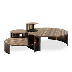 豪宅大平層茶几高端意大利輕奢風圓形設計師創意彩色鋼化玻璃台面