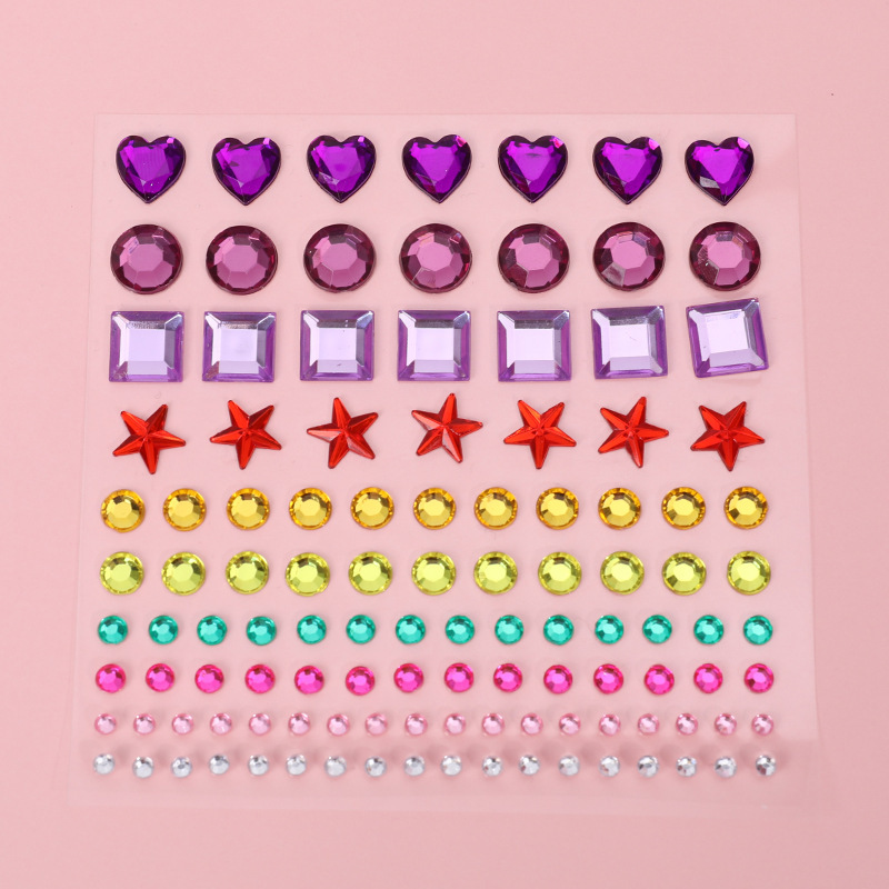 Coreano ins corazón de niña brillante estrella cristal diamante pegatinas de niños niñas amor mampostería 3D pegatinas de cuentas de mano