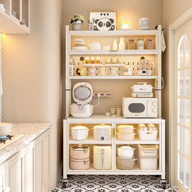 Kitchen Rack Sideboard Wall-Mounted Integrated Floor-Standing Multi-Layer Storage Locker Multi-Functional Cabinet