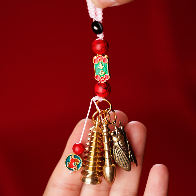 黄铜文昌塔和文昌笔钥匙扣挂件饰坠旗舰店随身学生九13层工艺礼物