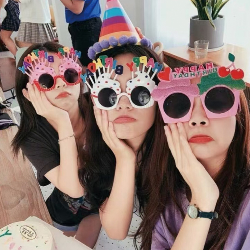 인터넷 연예인 Ins 바람 안경 창조적 인 해피 파티 장식 생일 모자 어린이 생일 모자 성인 사진 소품