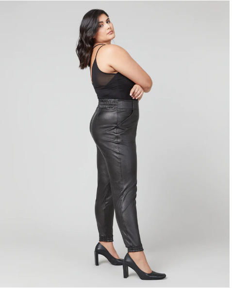 Leather jogging pants