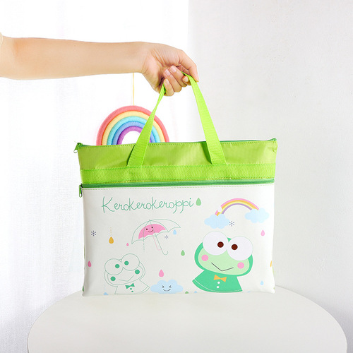 New student PU double-layer portable file bag Gemini Miller tutoring bag large information bag study bag