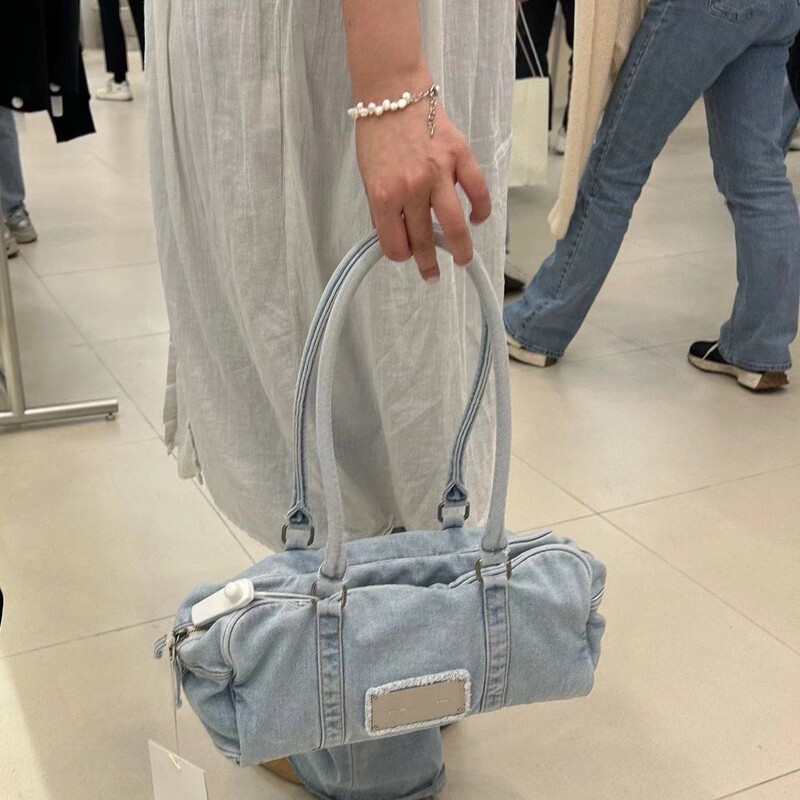 Korean Niche Mk Denim Bag Star Same Style m K Armpit Bag Single Shoulder Handbag Women's Bag