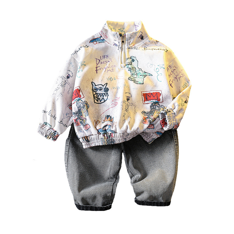 6089 Ropa para niños Traje casual para niños 2024 Primavera y otoño Nuevo estilo para niños Suéter guapo Traje de dos piezas Ropa de otoño para bebés