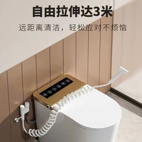 Cream White Full Copper Toilet Companion Spray Gun Bathroom Corner Valve One Inlet Two Outlets Pressure Water Faucet Set