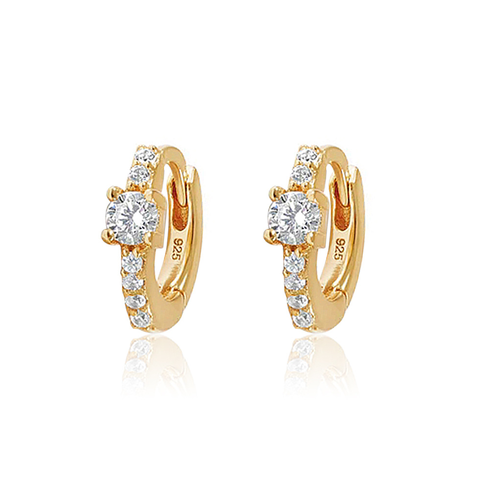 Simple Style Water Droplets Sterling Silver Inlay Artificial Diamond Earrings 1 Pair