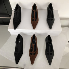 真皮T型瑪麗珍鞋女貓跟鞋 新品全皮小方頭低幫復古細跟淺口單鞋女