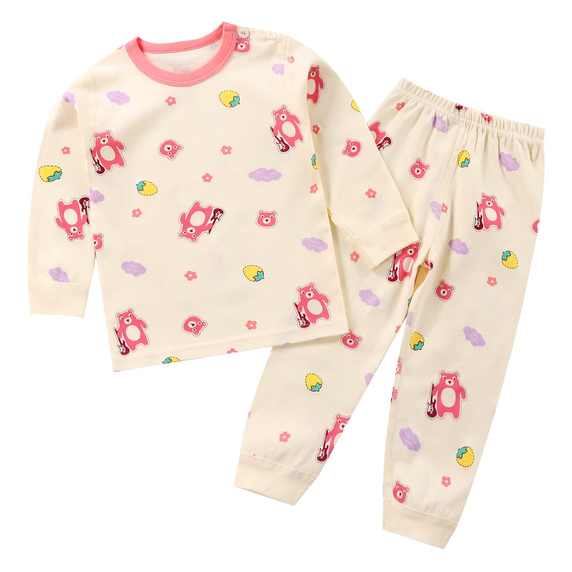 Conjunto de ropa interior de algodón para niños, pijamas de manga larga, camisetas y pantalones de otoño para niños y niñas, ropa interior de material suave.