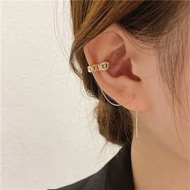 韩国东大门S925银针新款简约链条耳环时尚简约百搭无耳洞耳夹耳线
