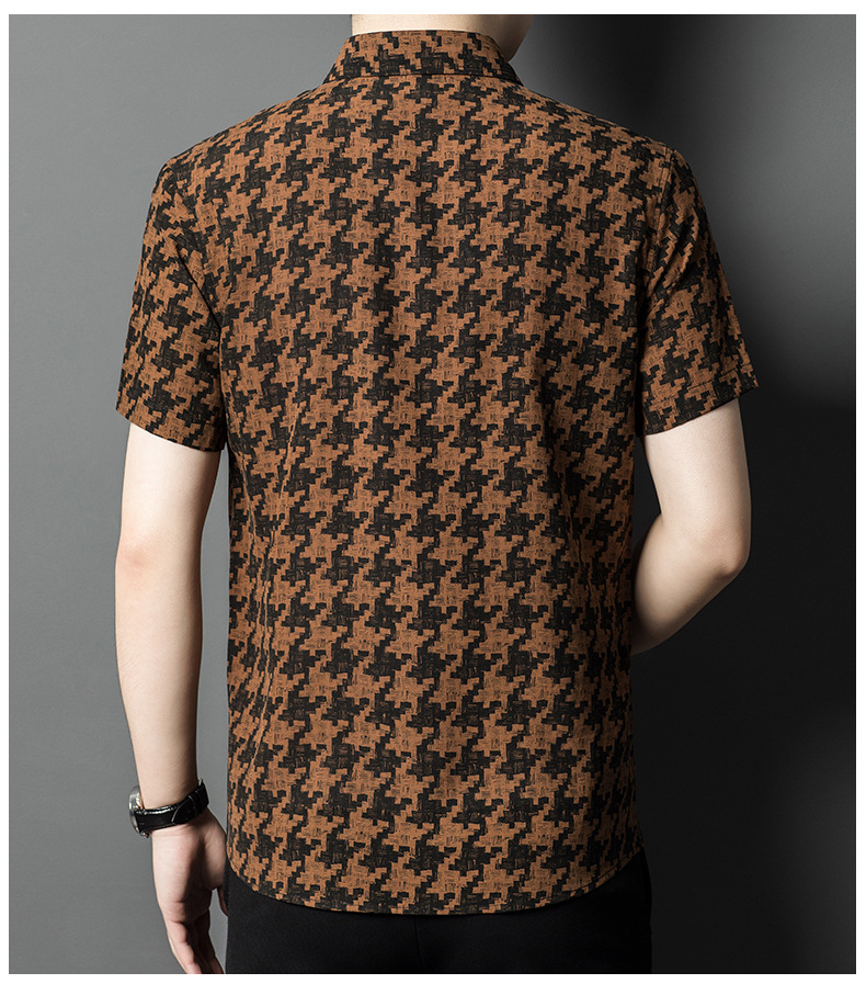 Mulberry silk short-sleeved shirt for men in summer, loose, casual, fashionable and versatile. Thin silk satin shirt for dad pic 12