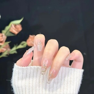 Sun Moon goddess handmade manicure wear nail popular nail stickers white short student nail detachable