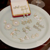 Fashionable silver needle, small design universal earrings from pearl, silver 925 sample, trend of season, flowered, fitted