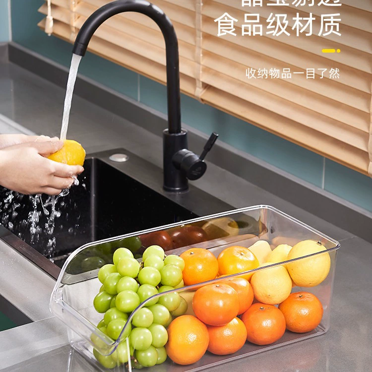 Refrigerator storage box, clear plastic rectangular organizer, for eggs and frozen food, multi‑size
