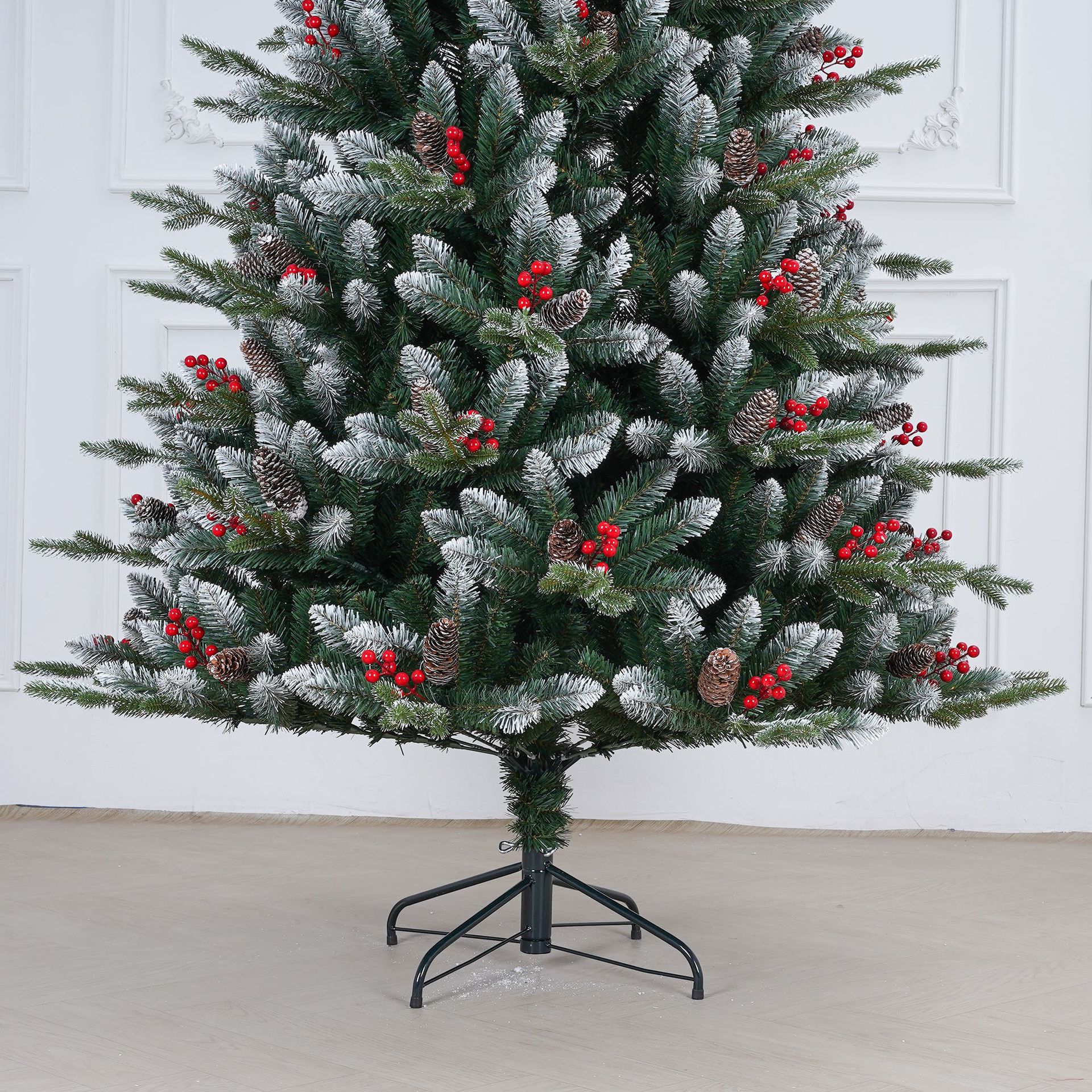 Ventas transfronterizas en caliente decoraciones de Navidad de lujo pe pinos rojos blancos mezclados árbol de Navidad imitación de nieve árbol de Navidad