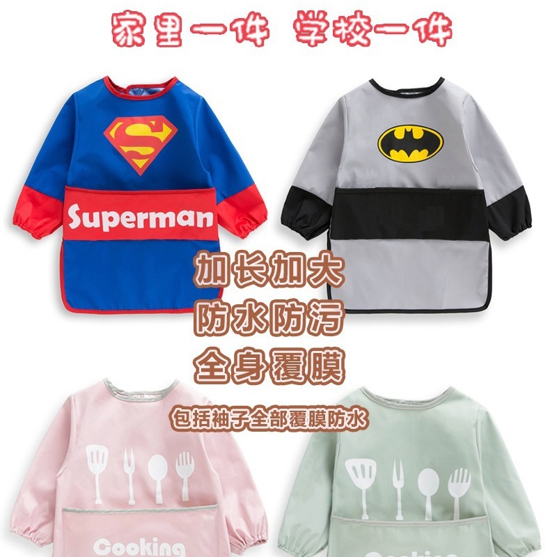 Baby smock, children's autumn and winter eating bibs for men and women, waterproof, anti-dirty, western-style long-sleeved apron, reverse wearing