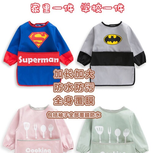 Baby smock, children's autumn and winter eating bibs for men and women, waterproof, anti-dirty, western-style long-sleeved apron, reverse wearing