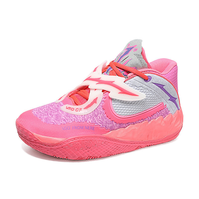Velcro fastening unisex couple's mesh basketball shoes for primary and secondary school students, colorful, non-slip, shock-absorbing, professional competition shoes Velcro fastening unisex couple's mesh basketball shoes for primary and secondary school students, colorful, non-slip, shock-absorbing, professional competition shoes