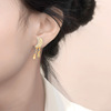 Tide, earrings, fashionable golden zirconium, accessory, Korean style, internet celebrity