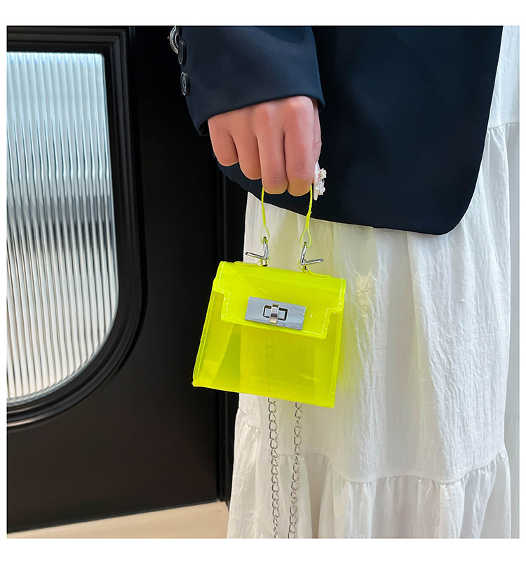 165g Weight Flip Cover, Lock clasp Closure Type Single Shoulder Strap, Top Handle Strap Type Casual Occasion PVC Material Solid Color Pattern All Seasons Season Women's Gender Streetwear Style Square Shape Small Size Women's Small PVC Solid Color Streetwear Square Flip Cover Lock Clasp 3