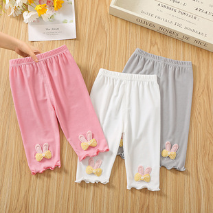 2023 New Summer Girls Capri Pants Thin Outer Wear Female Baby Summer Mask Pants Summer Baby Leggings