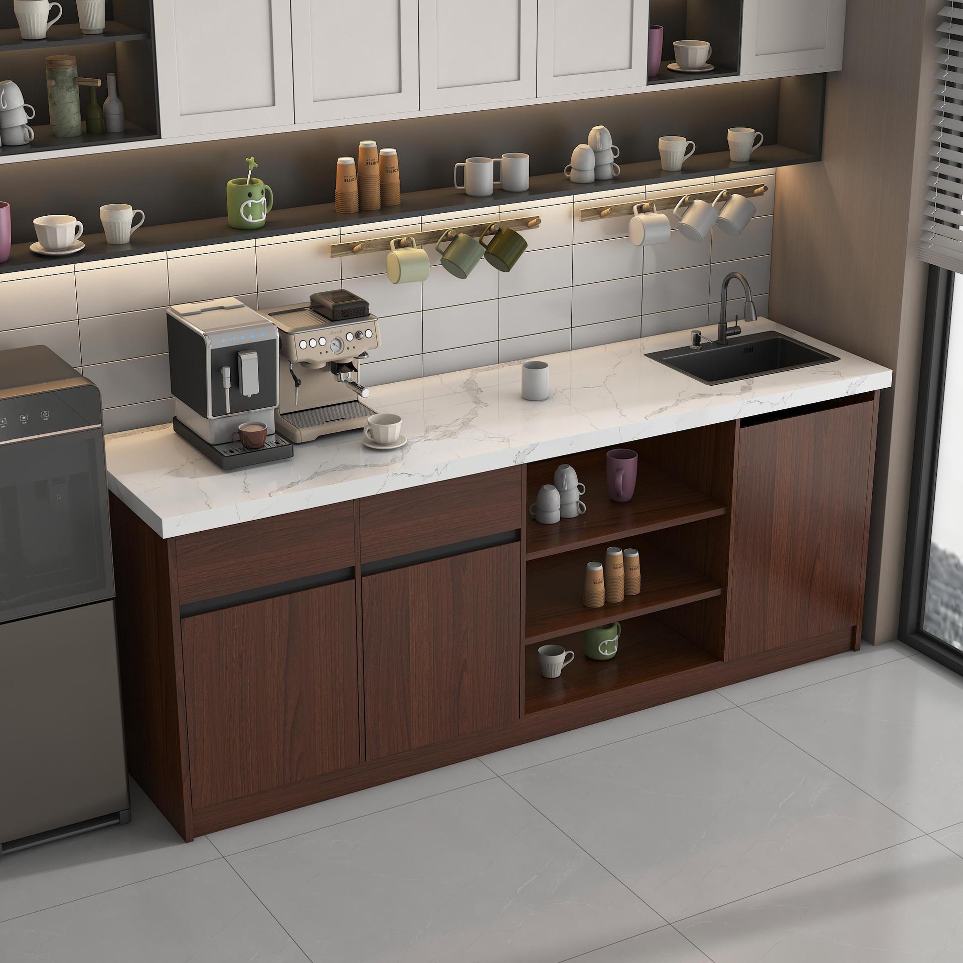 Company Water Bar Integrated Cabinet Home Cabinet Commercial Sideboard Tea Room Marble Water Bar Cutting and Washing Table