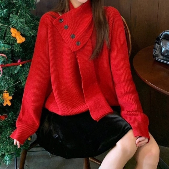 New Pullover Korean Style Detachable Bib Sweater Women's Autumn and Winter Original Designer Knitted Sweater Super Nice Top Trendy New Pullover Korean Style Detachable Bib Sweater Women's Autumn and Winter Original Designer Knitted Sweater Super Nice Top Trendy