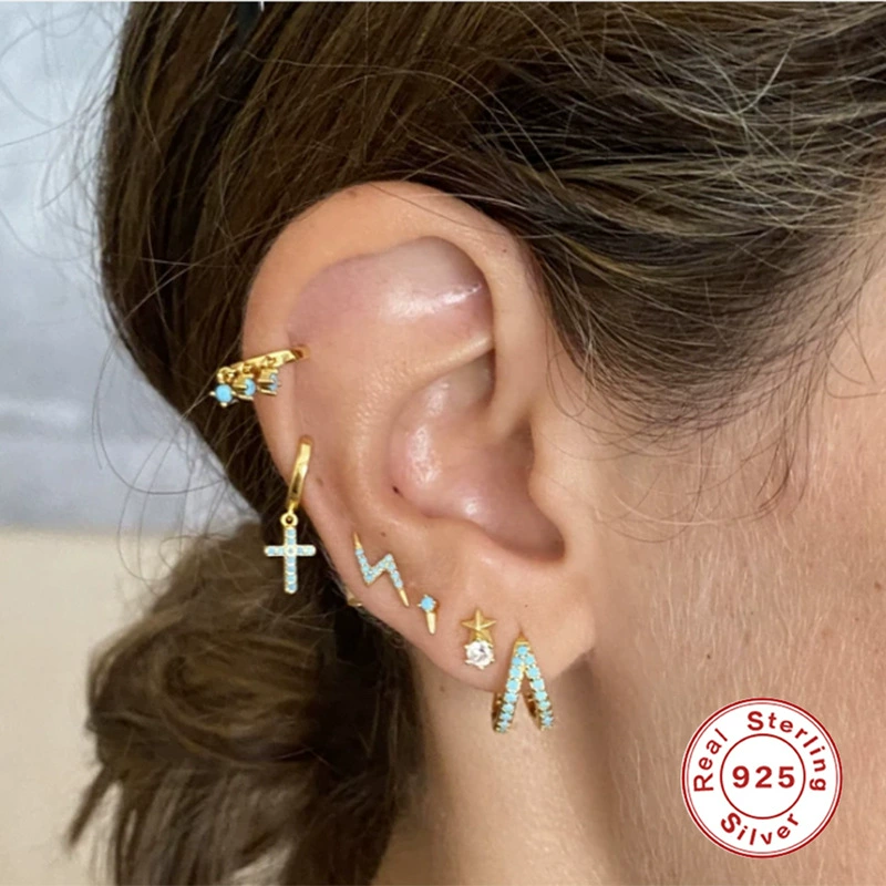 Fashionable trend creative brand earrings, silver 925 sample, European style
