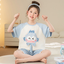 女童儿童睡衣夏季纯棉薄款双短套装小女孩中大童卡通宝宝家居服6