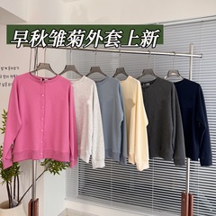 25秋季新款女士韩版净版圆领插肩袖百搭休闲棒球衫外套0825e6