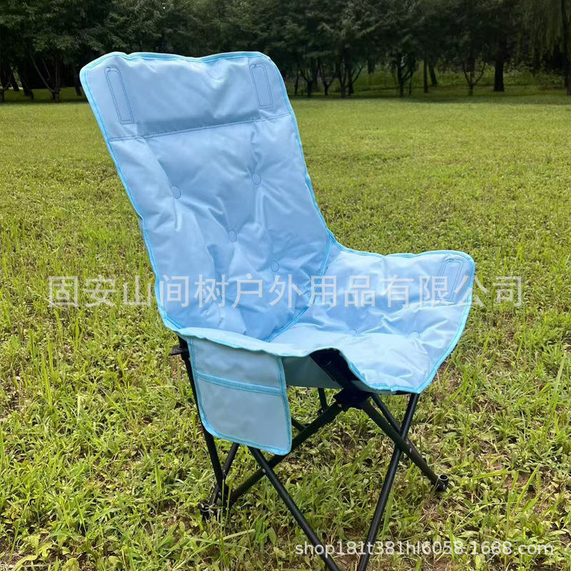 加棉月亮棉折叠椅高靠背户外露营便携式懒人椅野餐加棉加高月亮椅|undefined