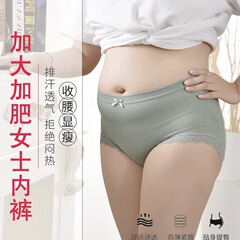 Plus size plus size fat MM 200 pounds Japanese seamless mid-waist women's briefs seamless skin-friendly pure cotton underwear
