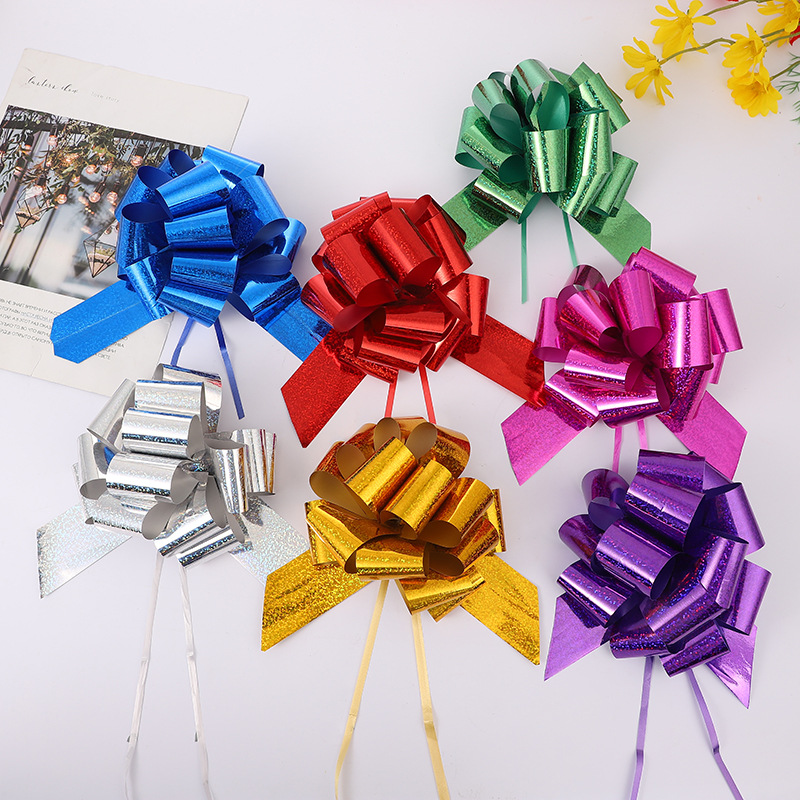 Transfronterizo de regalo de Navidad bola flor 50 metálico láser tridimensional esférico mano tirar flor fiesta decoración cinta