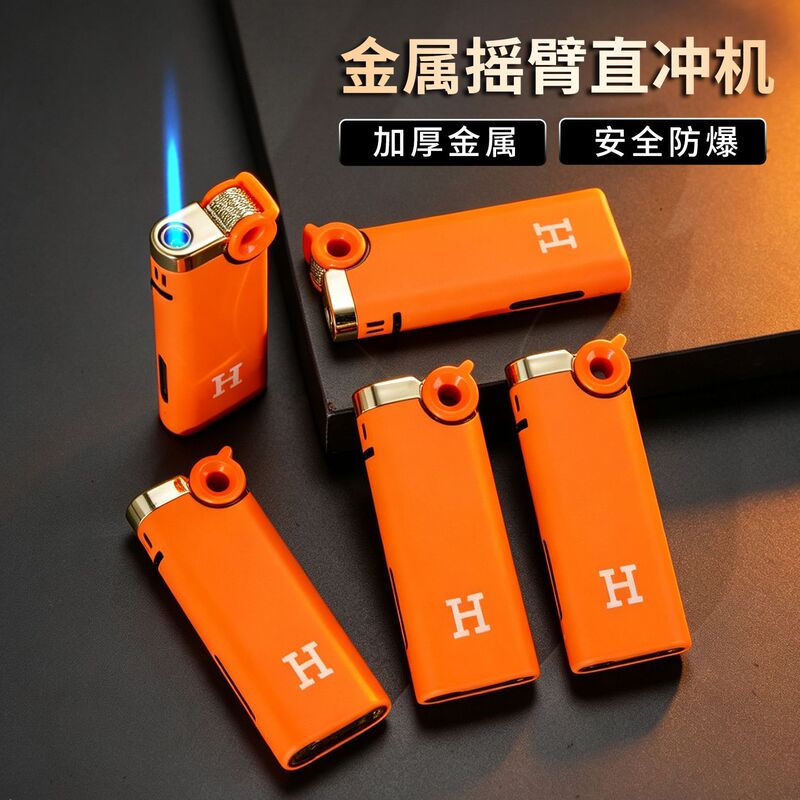 Manufacturer wholesales metal windproof lighters, custom-made with printed logos, high aesthetic appeal, popular internet celebrity style advertising lighters