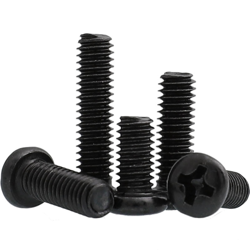 黑色304不锈钢十字槽盘头机螺钉GB818半圆头机螺丝PM6M8M10黑锌全