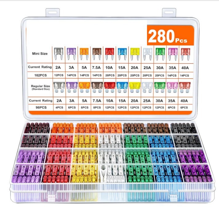 280 pieces of car fuse combination kit 182 mini blade 98 standard automatic fuse 1 puller 280 pieces of car fuse combination kit 182 mini blade 98 standard automatic fuse 1 puller