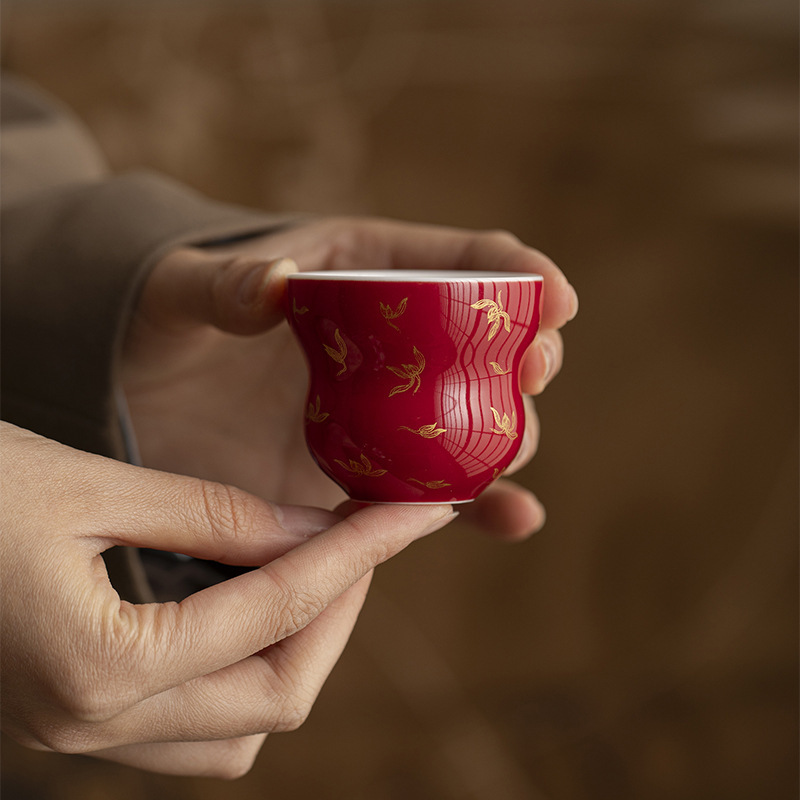 Pangu Lang Red Gourd Tea Cup Kung Fu Tea Set Home Bronzing Festive…