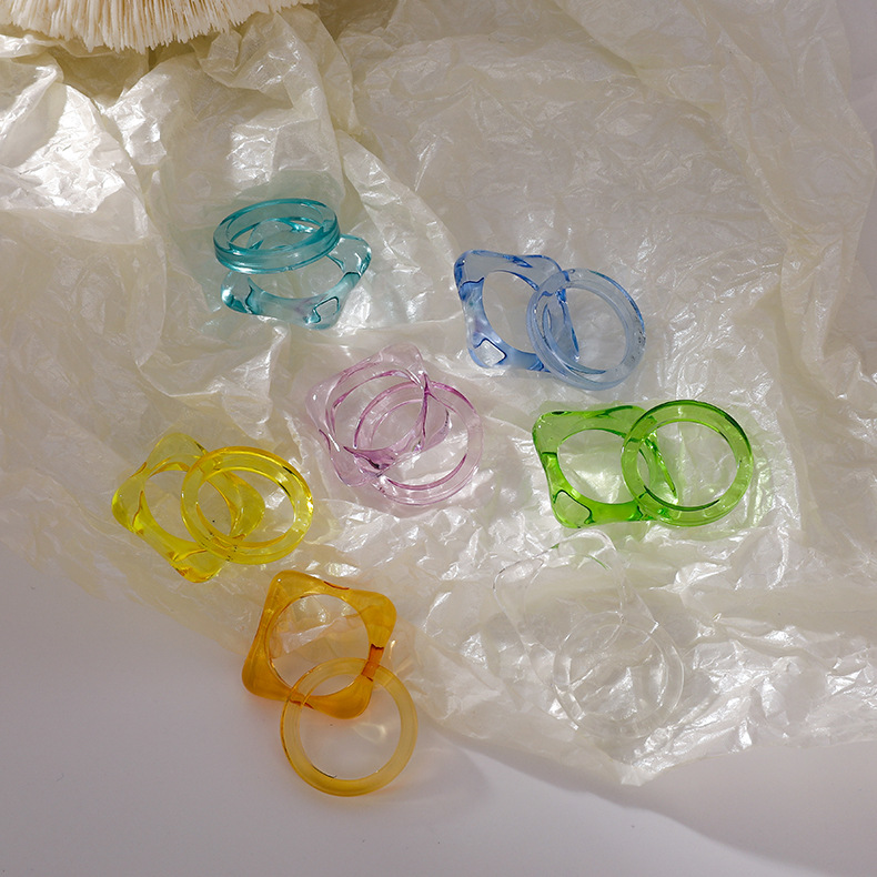 Fashion Color Square Acrylic Ring display picture 11