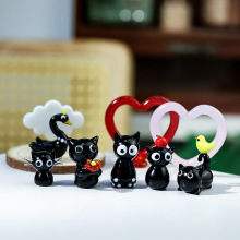 创意琉璃黑色小猫宠物可爱摆件家居书房卧室装饰礼物玻璃工艺品