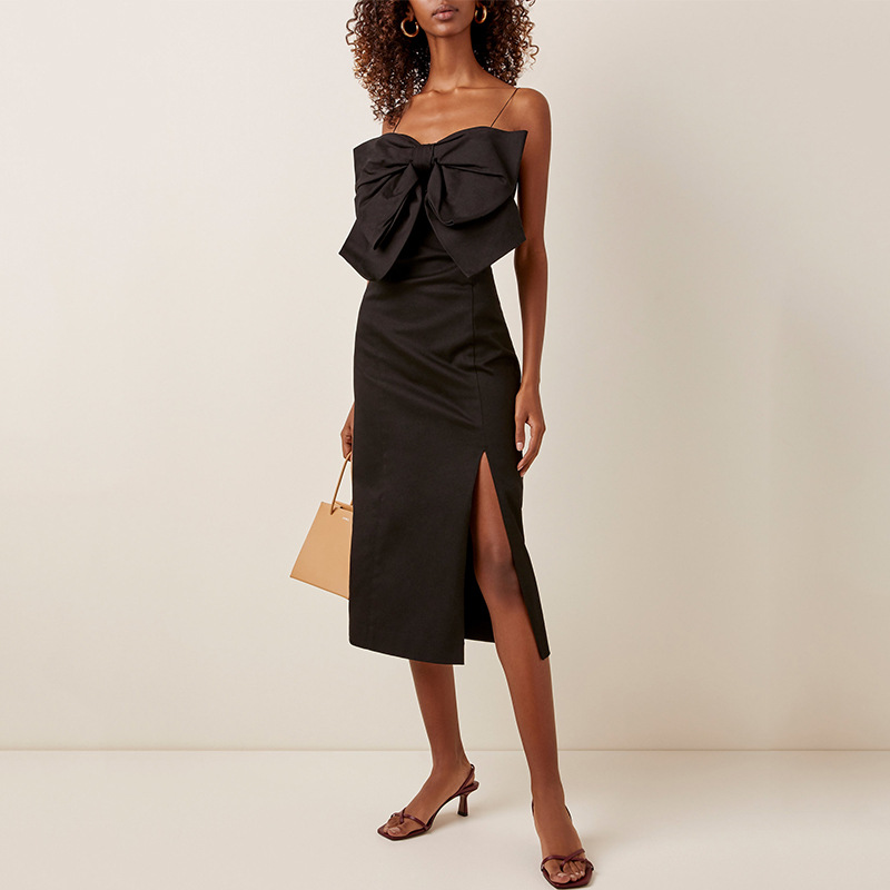Vestido de noche negro para las mujeres 2024 nuevo banquete temperamento Hepburn estilo fiesta Reunión Anual pequeño vestido