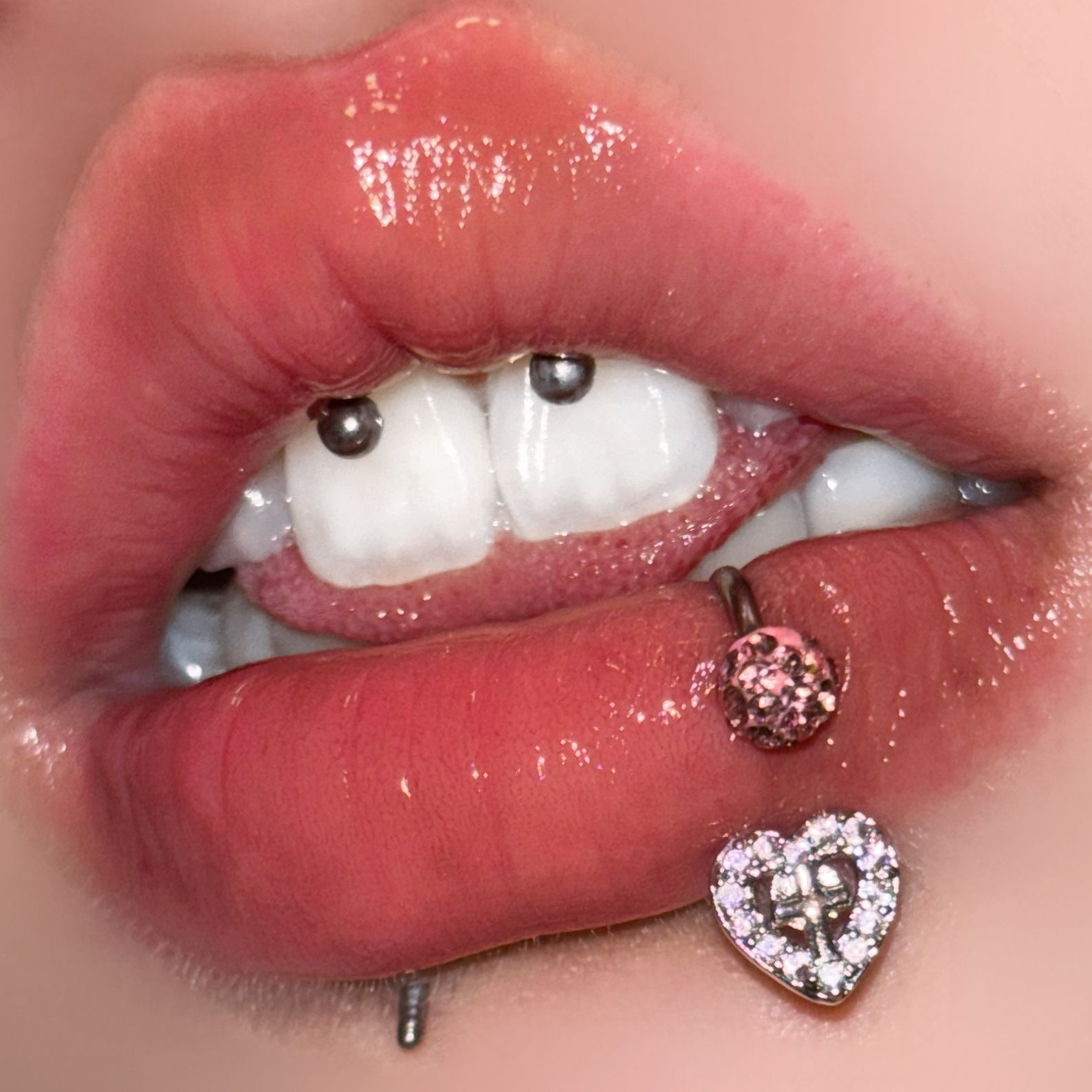 Copper Material 1 Piece Lip Rings Sweet Heart Shape Copper Polishing Lip Rings