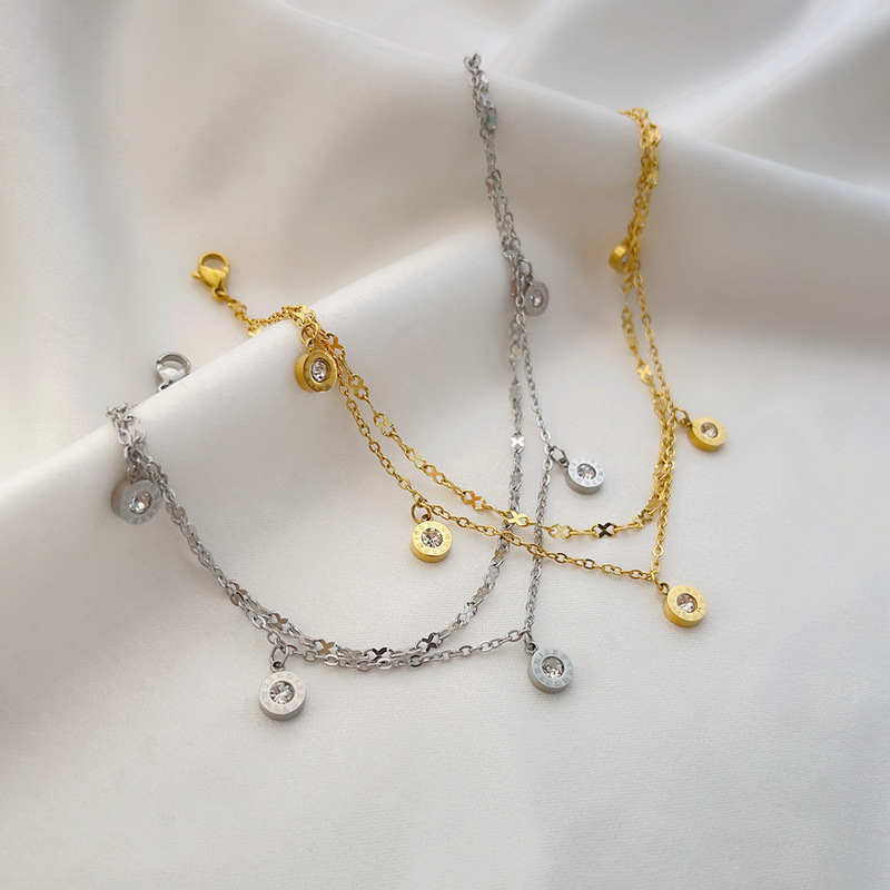 Diamond-encrusted New Double-layer Foot Chain Japanese and Korean Style Fashionable Elegant Ins Simple Foot Chain Women's Stacked Light Luxury All-match Accessories Diamond-encrusted New Double-layer Foot Chain Japanese and Korean Style Fashionable Elegant Ins Simple Foot Chain Women's Stacked Light Luxury All-match Accessories