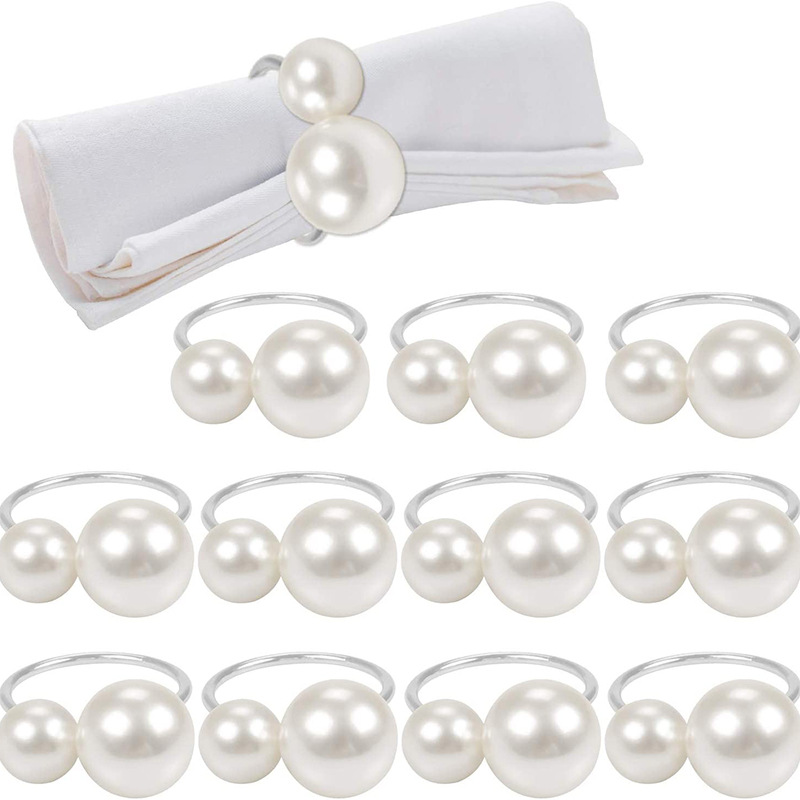 6 Pieces Per Pack Quantity Simple Round Pearl Metal Napkin Rings 6 Pieces Per Pack