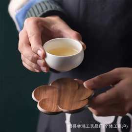 现代简约花瓣实木杯垫多用途家用木质隔热垫酒店餐厅木制茶杯杯垫